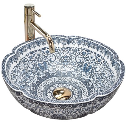 Rea Vivien, lavoar blat 425x425x150, alb-albastru, REA-U5666