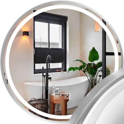 Rea, oglinda baie LED cu cadru metalic 80cm MMJ, otel periat, HOM-06507