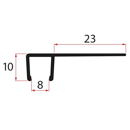 Gelco, Set sigilii verticale pentru sticla 8/8mm, 2000mm, negru, NDGDB01