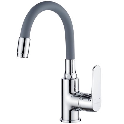 Kuchinox Dima, baterie lavoar cu gura flexibila h-280, gri-crom, LAV-BQD_021D