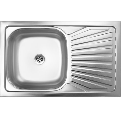 Kuchinox, chiuveta inox cu 1 compartiment 800x500x155 mm + sifon, decor neted, otel, LAV-SK2_211T