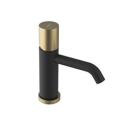 Sapho, baterie de lavoar cu soclu ULTRATAP fără gunoi, negru mat/auriu mat, UT002TBG