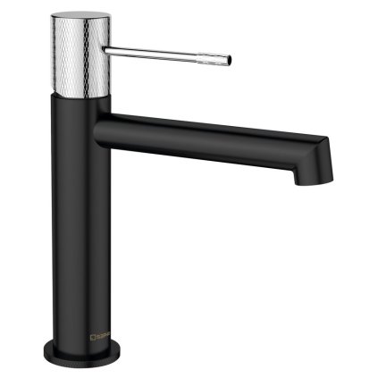 Sapho, baterie lavoar SOLARIS pe piedestal, negru mat/crom, WD002BC