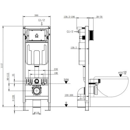 554689 2 mexen fenix air w zuzeny podomietkovy modul s pneumatickym splachovanim pre zavesne wc h112 w38 cm 6a105