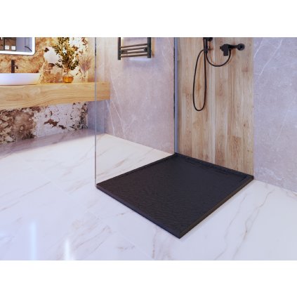Erga Almac, cadă de duș SMC 100 x 80 x 3 cm, negru mat, ERG-GMA-AL-80100BK