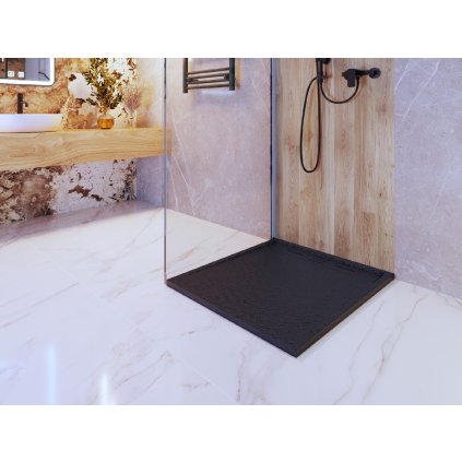 Erga Almac, cadă de duș SMC 90 x 80 x 3 cm, negru mat, ERG-GMA-AL-8090BK