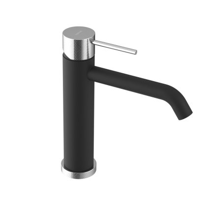 Sapho, baterie lavoar ULTRASAN pe piedestal, negru mat/crom, UT004VBC