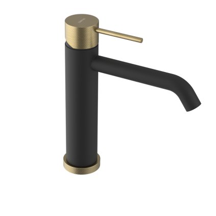 Sapho, baterie lavoar ULTRASAN pe piedestal, negru mat/auriu mat, UT004VBG