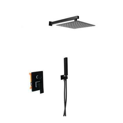 Gamma ZN6, set de duș ascuns cu duș cu ploaie și duș manual, negru mat, GMA-ZN6-BK