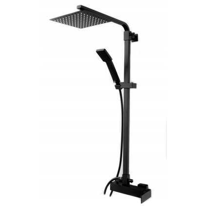 Gamma Cube, set de duș cu duș cu ploaie și duș manual, negru mat, GMA-BCEZN-BK