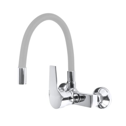 Gamma Flex, baterie pentru chiuvetă de perete cu braț elastic, gri-crom, GMA-BFXS-G