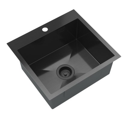 Gamma, chiuvetă din oțel cu 1 compartiment 480x450x210 mm, negru, GMA-S4845-BK