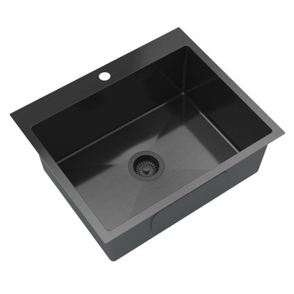 Gamma, chiuvetă din oțel cu 1 compartiment 600x500x210 mm, negru, GMA-S6050-BK