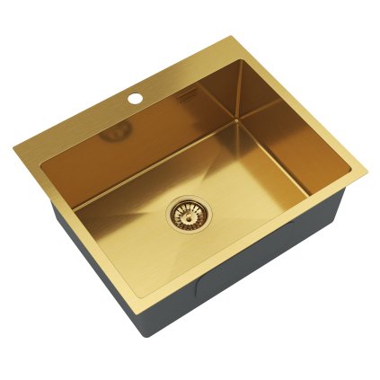 Gamma, chiuvetă din oțel cu 1 compartiment 600x500x210 mm, auriu mat, GMA-S6050-GD