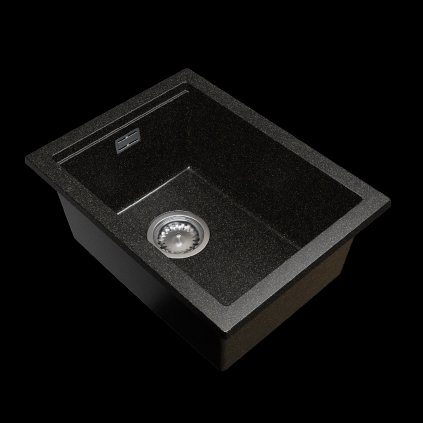 Gamma Decor 3850, chiuvetă granit cu 1 compartiment 380x500x207 mm, negru cu puncte aurii, GMA-ZLE000179