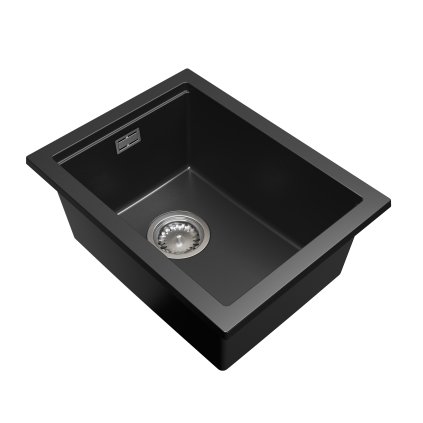 Gamma Decor 3850, chiuvetă granit cu 1 compartiment 380x500x207 mm, negru, GMA-ZLE000155