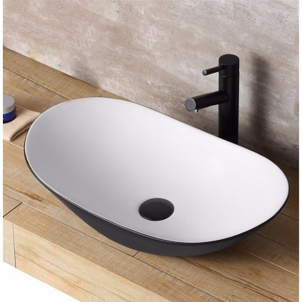 Rea Royal, lavoar blat 625x360x150 mm, alb-negru, REA-U6600