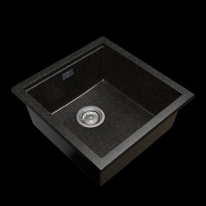 Gamma Decor 4850, chiuvetă granit cu 1 compartiment 480x500x215 mm, negru cu puncte aurii, GMA-ZLE000164