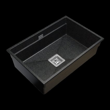 Gamma Decor 7050, chiuvetă granit cu 1 compartiment 700x470x220 mm, negru cu puncte aurii, GMA-ZLE000108