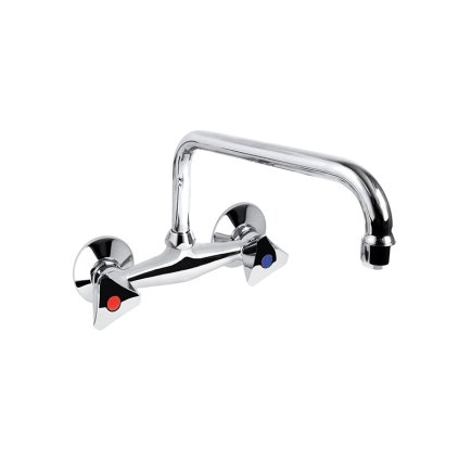 Mereo, Baterie pentru chiuveta montata pe perete, Kasia, cu brat in U tubular ø 18 mm - 230 mm, crom, MER-CBS30104