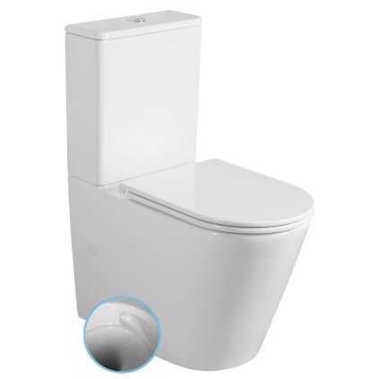 Sapho, vas combinat WC DARIO RIMLESS cu rezervor, deșeuri inferioară/spate, alb, PC106V