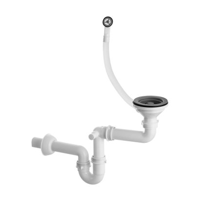 Gamma, sifon manual cu 1 camera pentru chiuvete din granit si otel inoxidabil, gri, GMA-1M11GI-PP