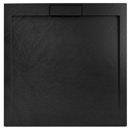 Rea Grand Black, cadă de duș din piatră minerală 90x90x3,5 cm, REA-K4595