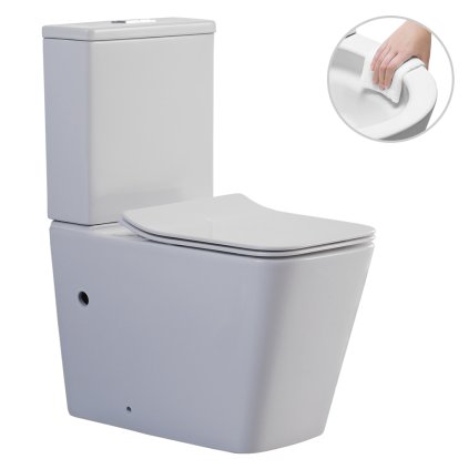 CERANO - Combinație WC Bruno, Rimless + scaun UF - alb lucios, CER-CER-538765