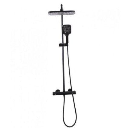 Erga Sami, set de duș cu baterie termostatică, duș deasupra capului și de mână, negru mat, ERG-YKA-BP.SAMI-THERM-30-BLK