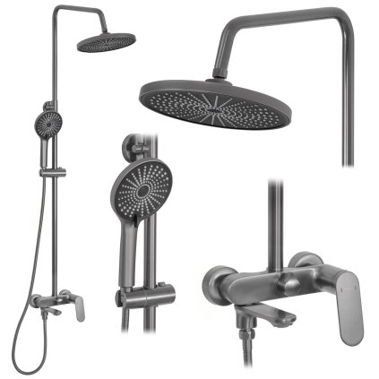 Rea Marco, set de duș cu gura de cadă, grafit, REA-P5600