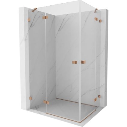 Mexen Lunar Duo, cabină de duș cu balamale 110 x 90 cm, sticlă transparentă de 8 mm, profil cupru mat, 834-110L-090P-65-00