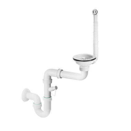 Gamma, sifon manual cu 1 camera pentru chiuvete din granit si otel inoxidabil, alb, GMA-1M11WH-PP