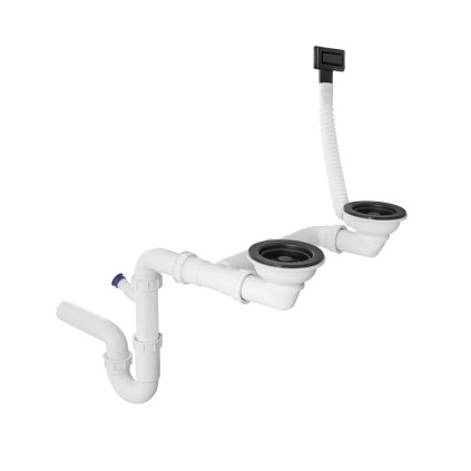 Gamma, sifon manual cu 2 camere cu preaplin dreptunghiular, negru, GMA-1M21ZBKLB