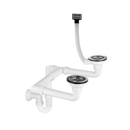 Gamma, sifon manual cu 2 camere cu preaplin dreptunghiular, crom, GMA-1M21ZCH