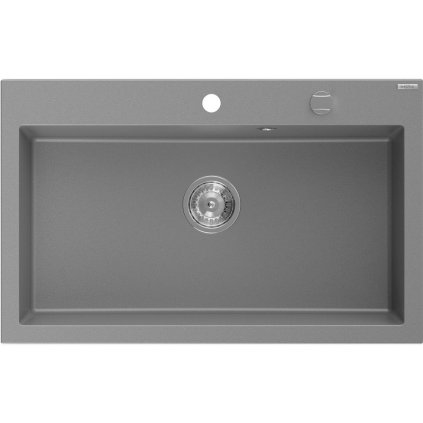 Mexen Elix, chiuvetă granit cu 1 vas 800 x 500 mm, gri, sifon crom, 6527801005-71