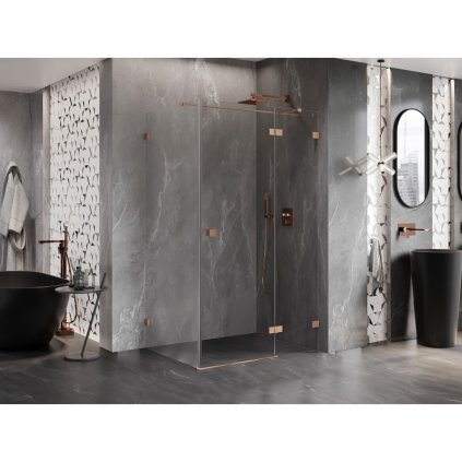 584737 mexen lunar t vyklopny sprchovy kut pravy 120 x 80 cm 8mm cire sklo profil medena matna 834t 120 080 65 00 p