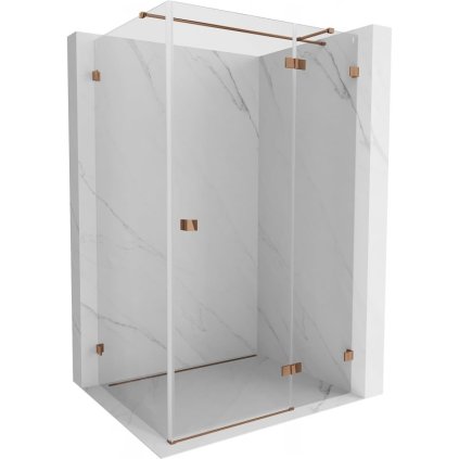 Mexen Lunar T, duș cu balamale dreapta 130 x 100 cm, sticlă transparentă de 8 mm, profil auriu roz, 834T-130-100-60-00-P