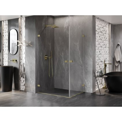585196 15 mexen lunar b duo vyklopny sprchovy kut 100 x 95 cm 8mm cire sklo zlaty matny profil 832 100l 095p 55 00