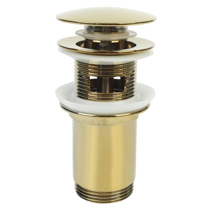 Accesorii Laveo, dop de scurgere tip ClickClack cu preaplin, auriu lucios, LAV-CKK_G2R3