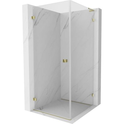 Mexen Lunar-B L, colț de duș rabatabil stânga 70 x 70 cm, sticlă transparentă de 8 mm, profil auriu, 832L-070-070-50-00-L