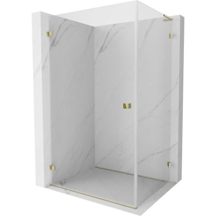 Mexen Lunar-B L, colț de duș rabatabil stânga 80 x 70 cm, sticlă transparentă de 8 mm, profil auriu, 832L-080-070-50-00-L