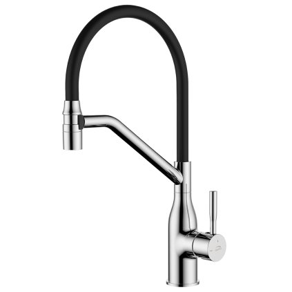 Laveo Colina, baterie chiuvetă înaltă cu gura de scurgere în formă de U, negru-crom mat, LAV-BCO_778D