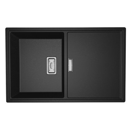 Laveo Tonga, chiuvetă granit cu 1 compartiment 800x500x190 mm, negru, LAV-SPT_711Y