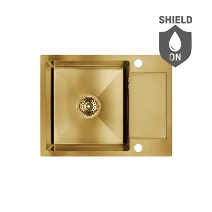 589273 laveo marmara 1 komorovy nerezovy drez 570x440x200 mm zlata matna lav sam g13t