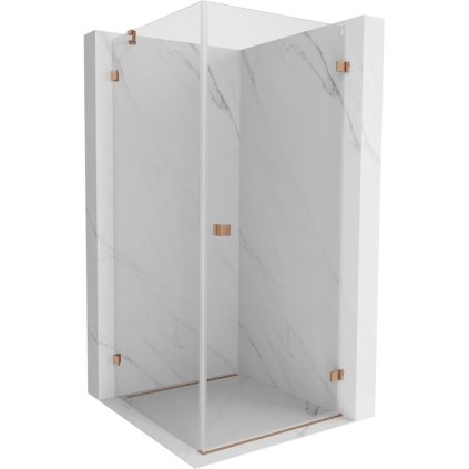 Mexen Lunar-B, cabină de duș cu balamale pe dreapta 80 x 80 cm, sticlă transparentă de 8 mm, profil cupru mat, 832-080-080-65-00-P