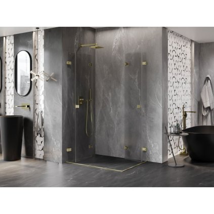 582013 15 mexen lunar f duo skladaci sprchovy kut 100 x 70 cm 8mm cire sklo zlaty matny profil 836 100l 070p 55 00