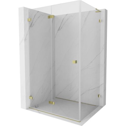 Mexen Lunar-F L, colț duș rabatabil stânga 75 x 70 cm, sticlă transparentă 8 mm, profil auriu, 836L-075-070-50-00-L