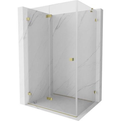 Mexen Lunar-F, cabină de duș pliabilă stânga 85 x 70 cm, sticlă transparentă de 8 mm, profil auriu, 836-085-070-50-00-L