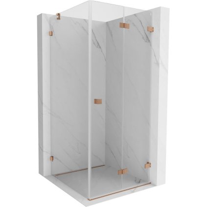 Mexen Lunar-F, duș din piele de oaie dreapta 100 x 100 cm, sticlă transparentă de 8 mm, profil cupru mat, 836-100-100-65-00-P