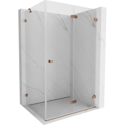 Mexen Lunar-F, duș de oaie dreapta 95 x 90 cm, sticlă transparentă de 8 mm, aur roz 836-095-090-60-00-P